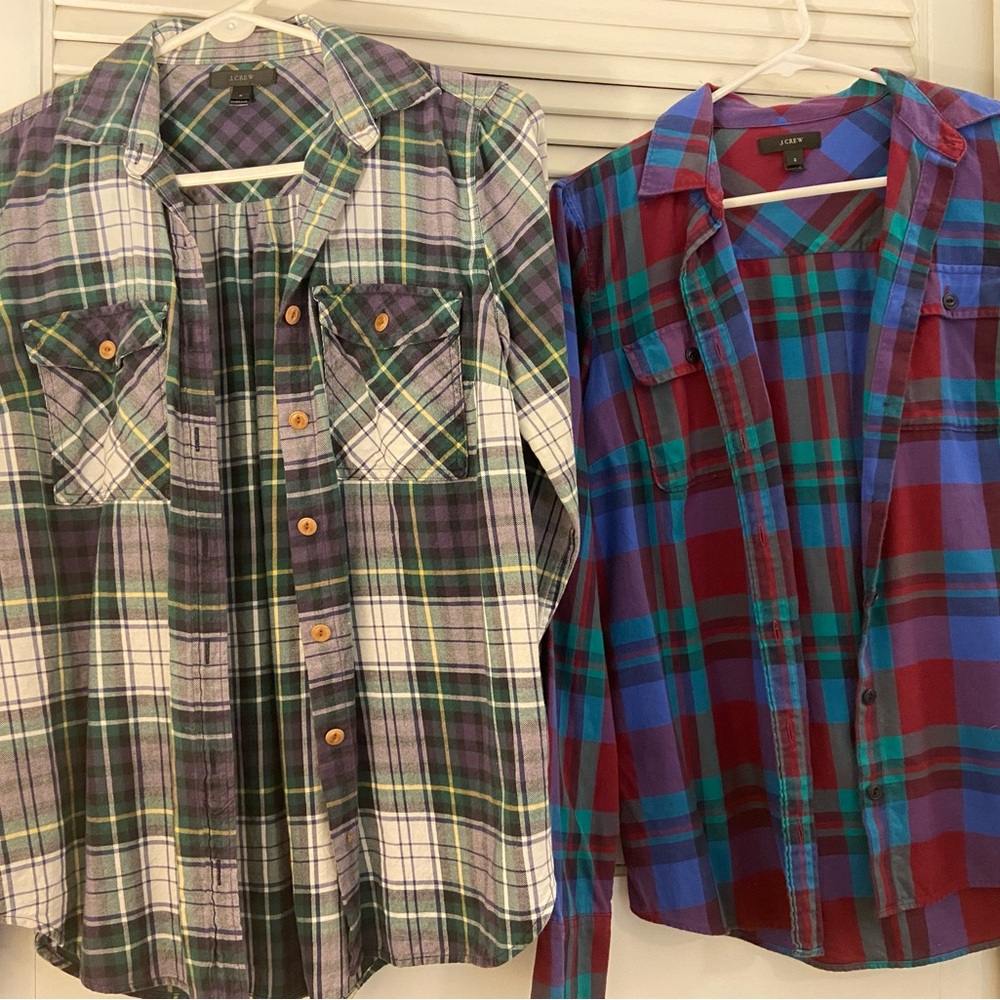 J. Crew Women’s Plaid Casual Button Down Shirts - Size 2 - Multicolor Bundle - Picture 2 of 12